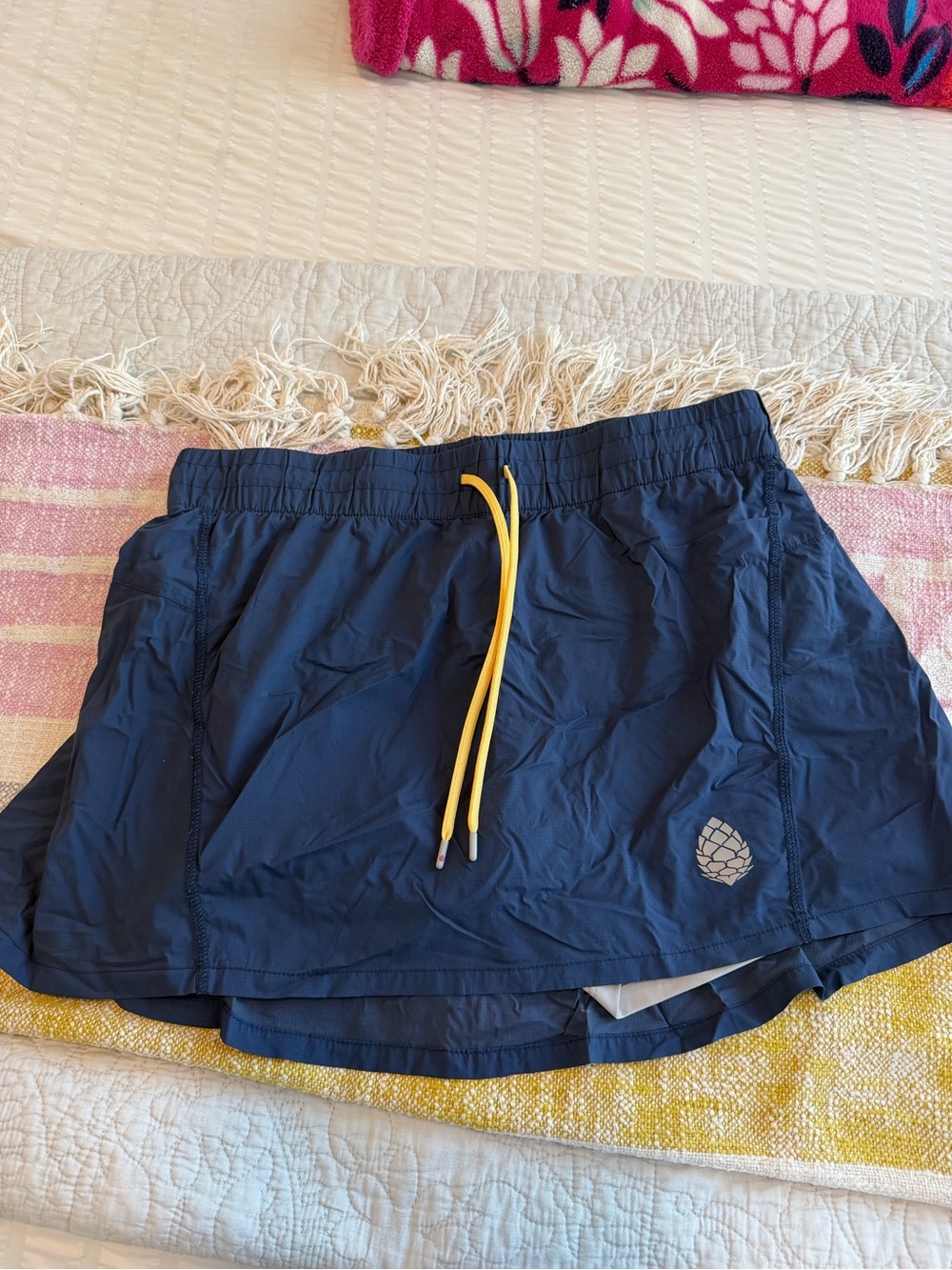 Women's Stio Navy Active Skort with Yellow Drawstring Medium